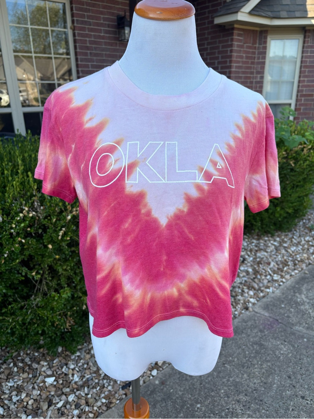 Pink Tie-Dye Crop Tee - Casual Short Sleeve